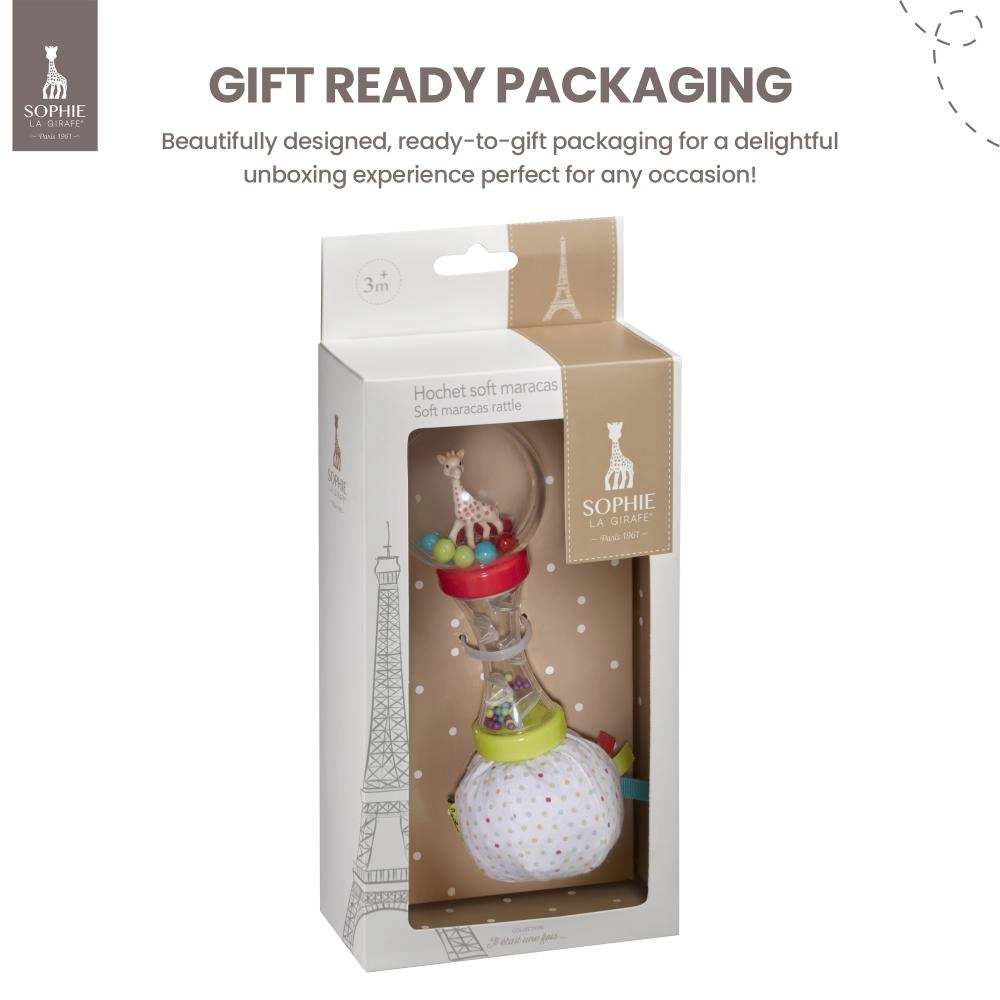 Il Etait Une Fois Soft Maracas Rattle - Suitable for 3 months & above SPFT FABRIC WITH CRINKLY PAPER