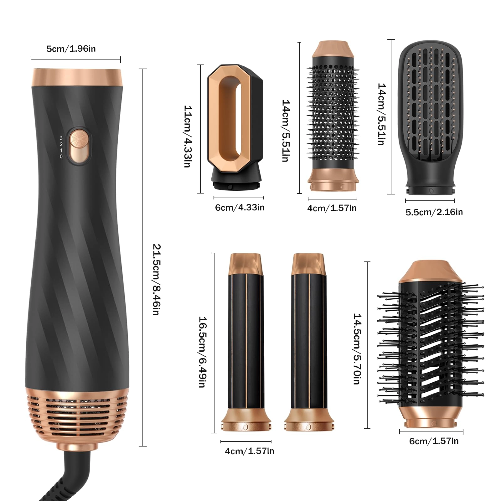 6 in 1 Hair Dryer Brush - 700 watts Gold