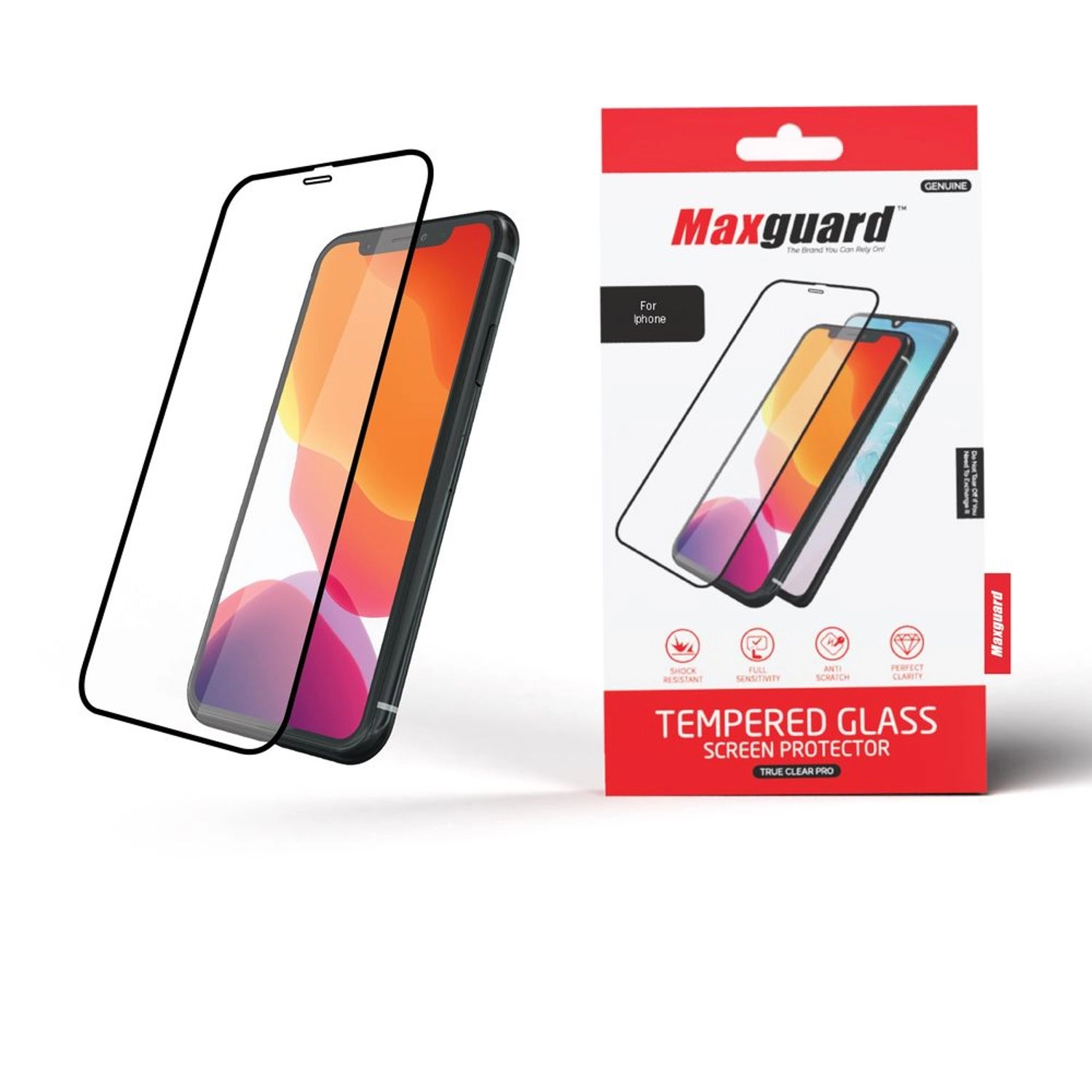 MaxGuard Clear Tempered Glass Screen Protector for iPhone 11 Pro Max / XS
