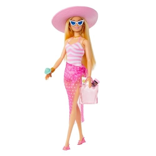 Barbie Fashion & Beauty Beach Doll - Orange Swimsuit Ages 3+