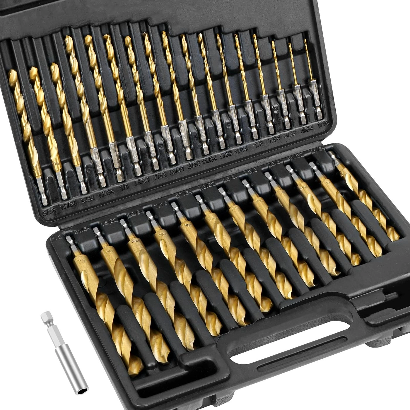 TICONN Drill Bit Set - Titanium Coated 30 PCS from 1/16" to 1/2"