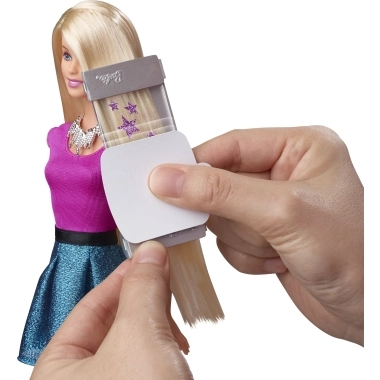 Barbie Color Reveal Glitter! Hair Swaps Doll - Glittery Blue 25 Hairstyling & Party-Themed Surprises Ages 3+