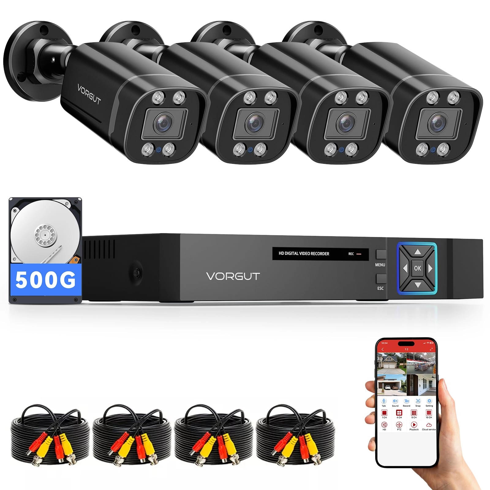 Guangzhou Juan Intelligent Tech Joint Stock Co.,Ltd A6804-54BU-Black - 4pcs 4CH 5MP