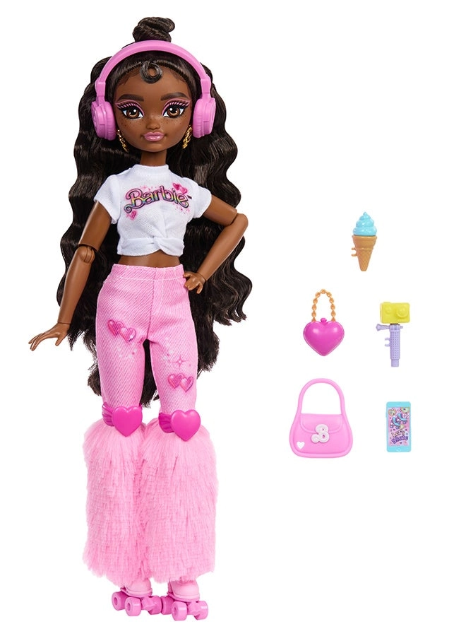 Brooklyn Fashion Doll - Posable Roller Skating Dark Brown Hair Ages 4+
