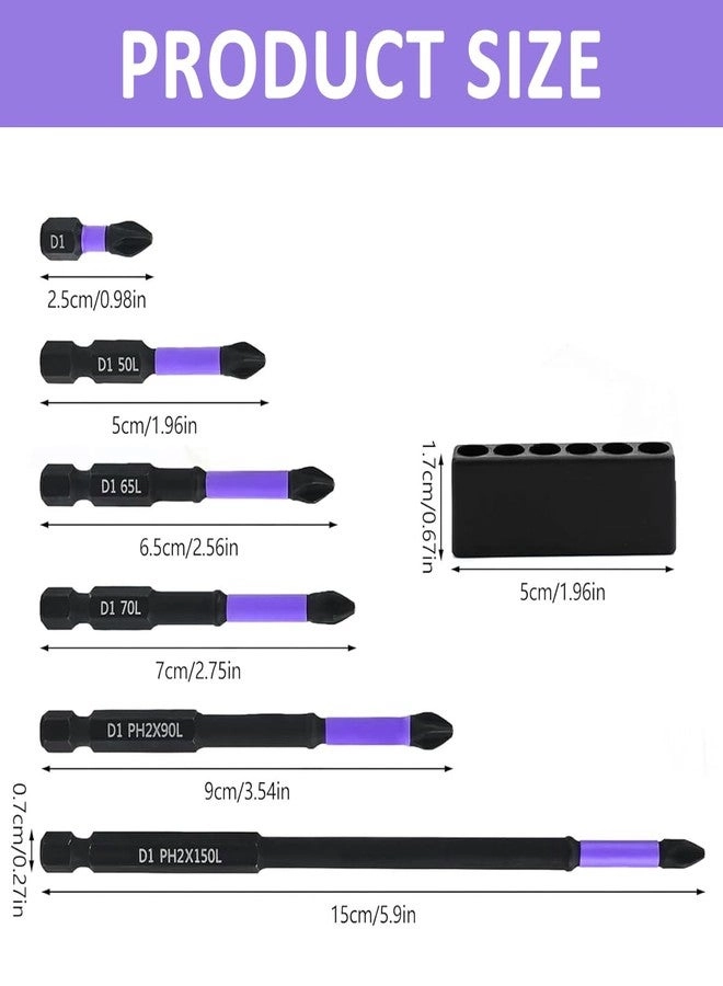 Magnetic Phillips Drill Bits - High Impact Steel 6Pcs Assorted Sizes
