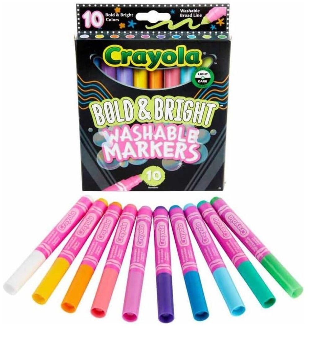 Color Max Broad Line Ultra-Clean Classic Washable Markers - 10 Pcs Multicolor
