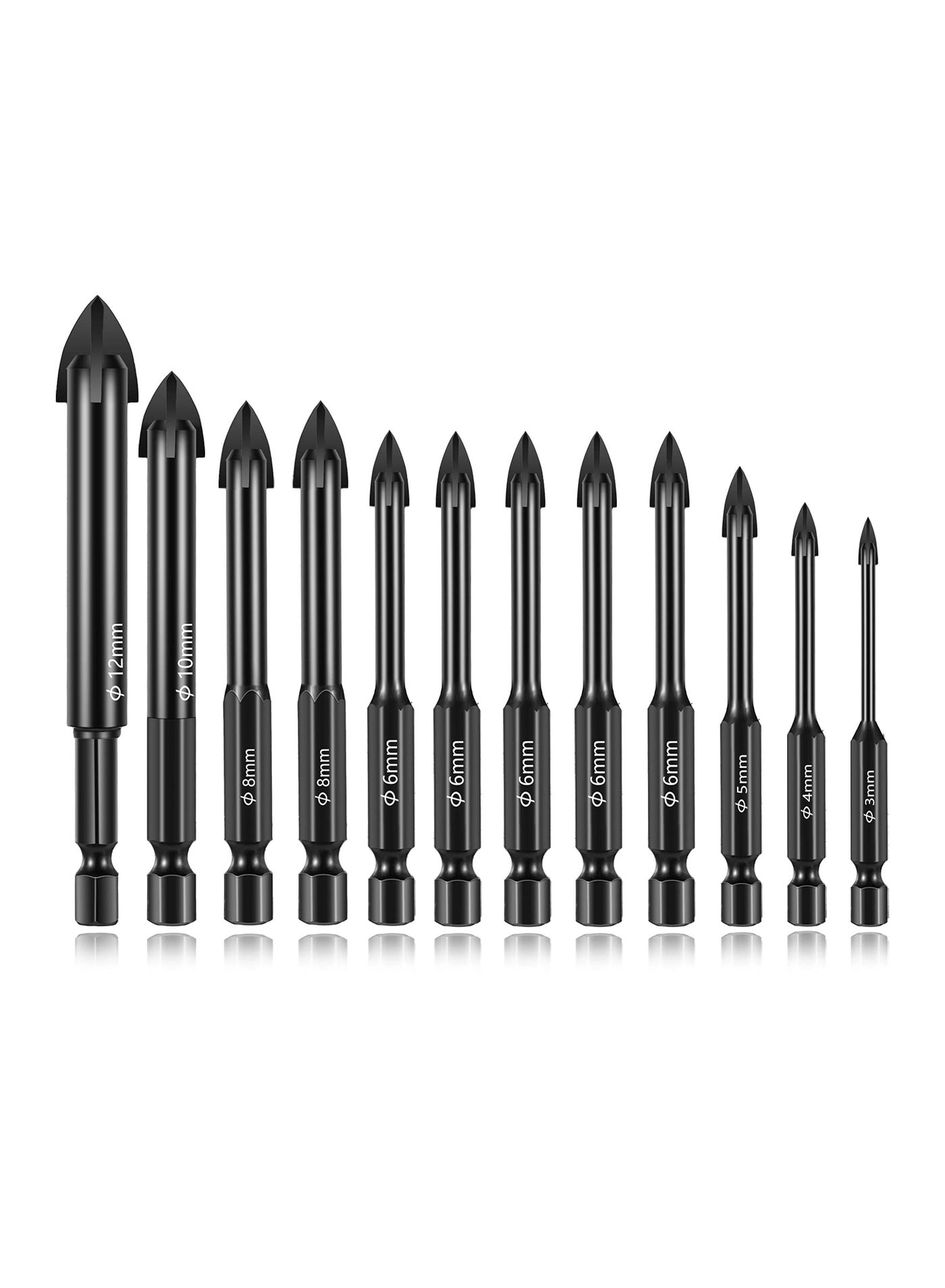 SYOSI Drill Bit Set - alloy 12PCS 3-12 mm
