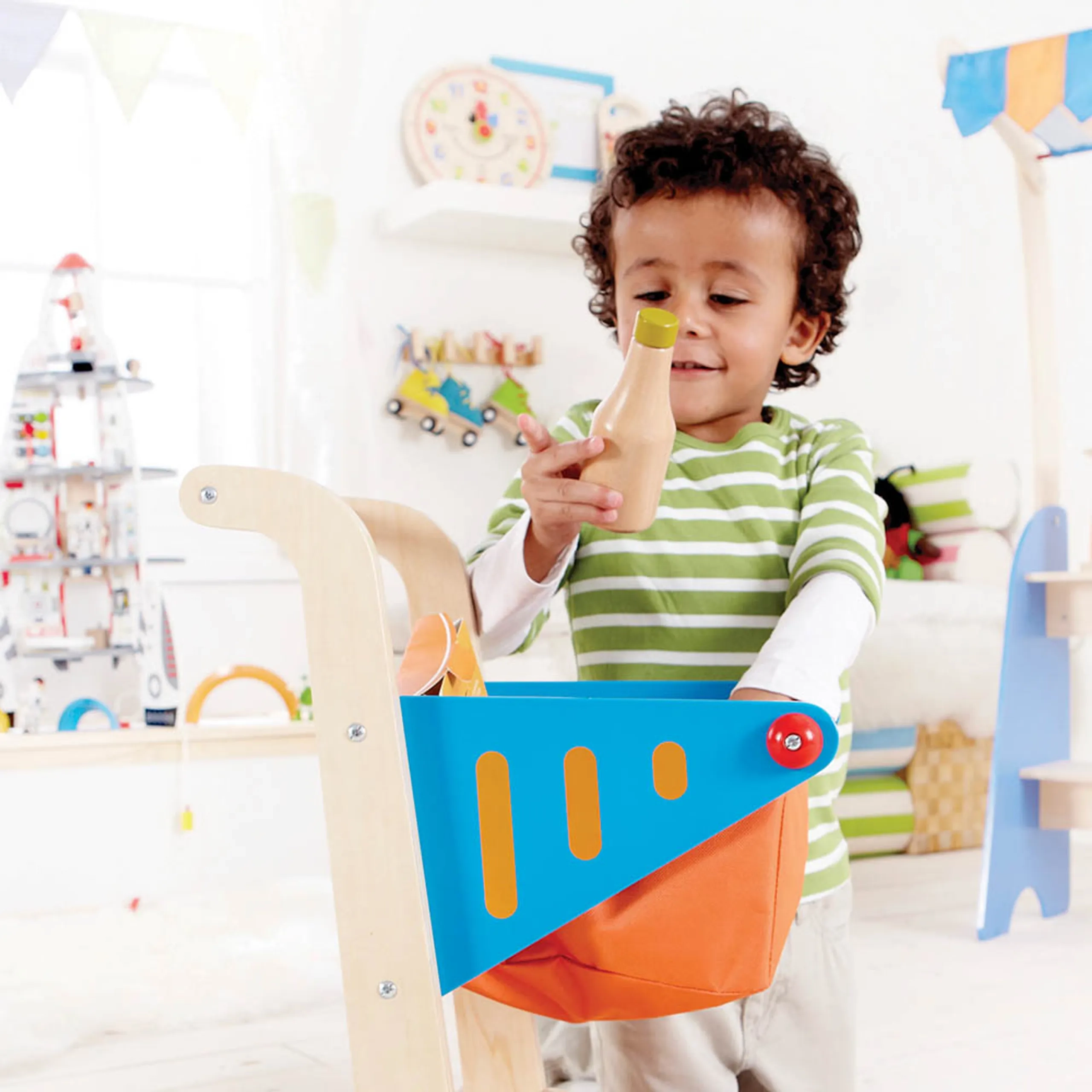 Wooden Shopping Cart Toy - Solid Wood 3 years+