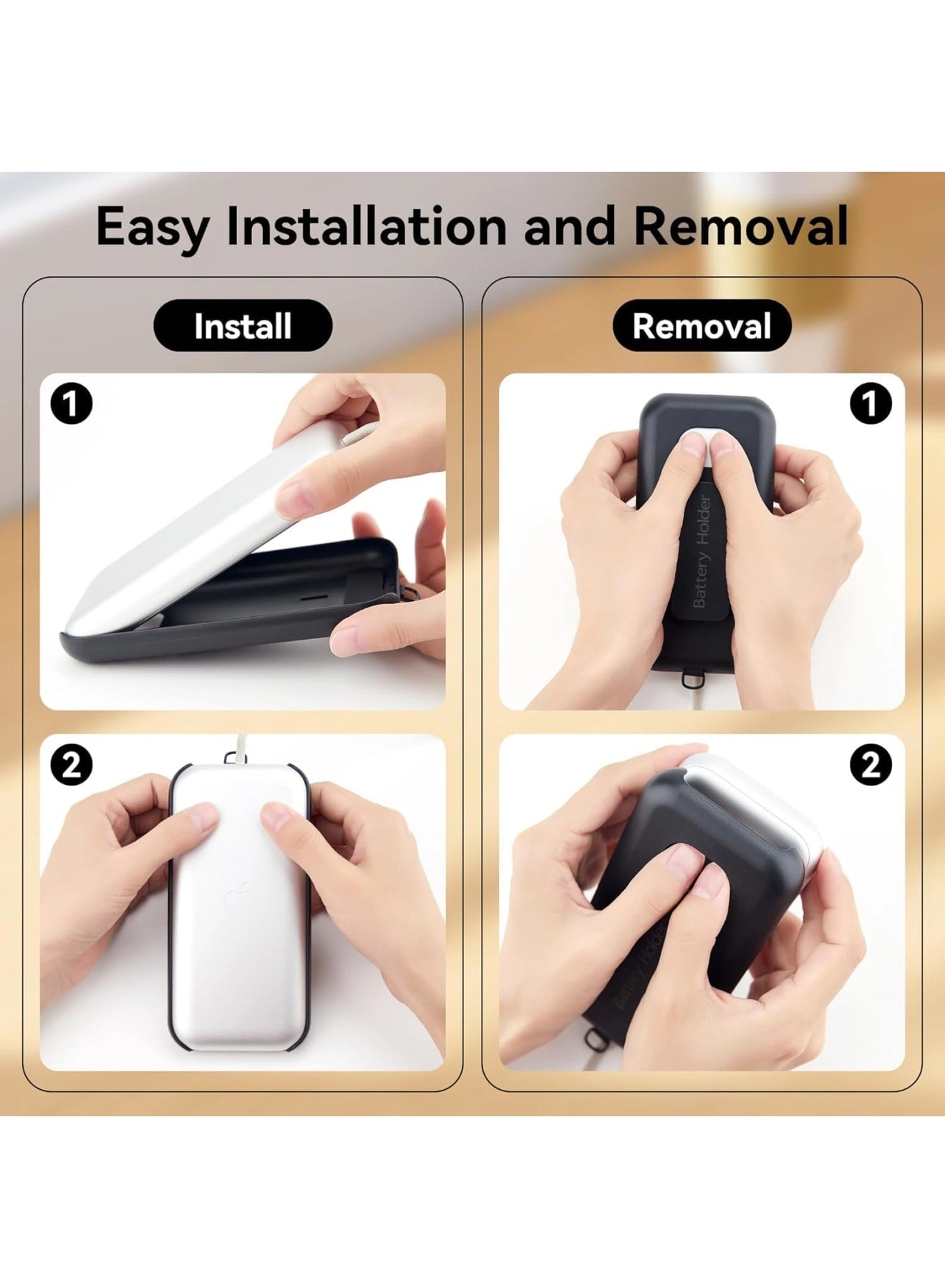 Battery Case for Vision Pro - ABS White Belt Clip Shoulder Strap