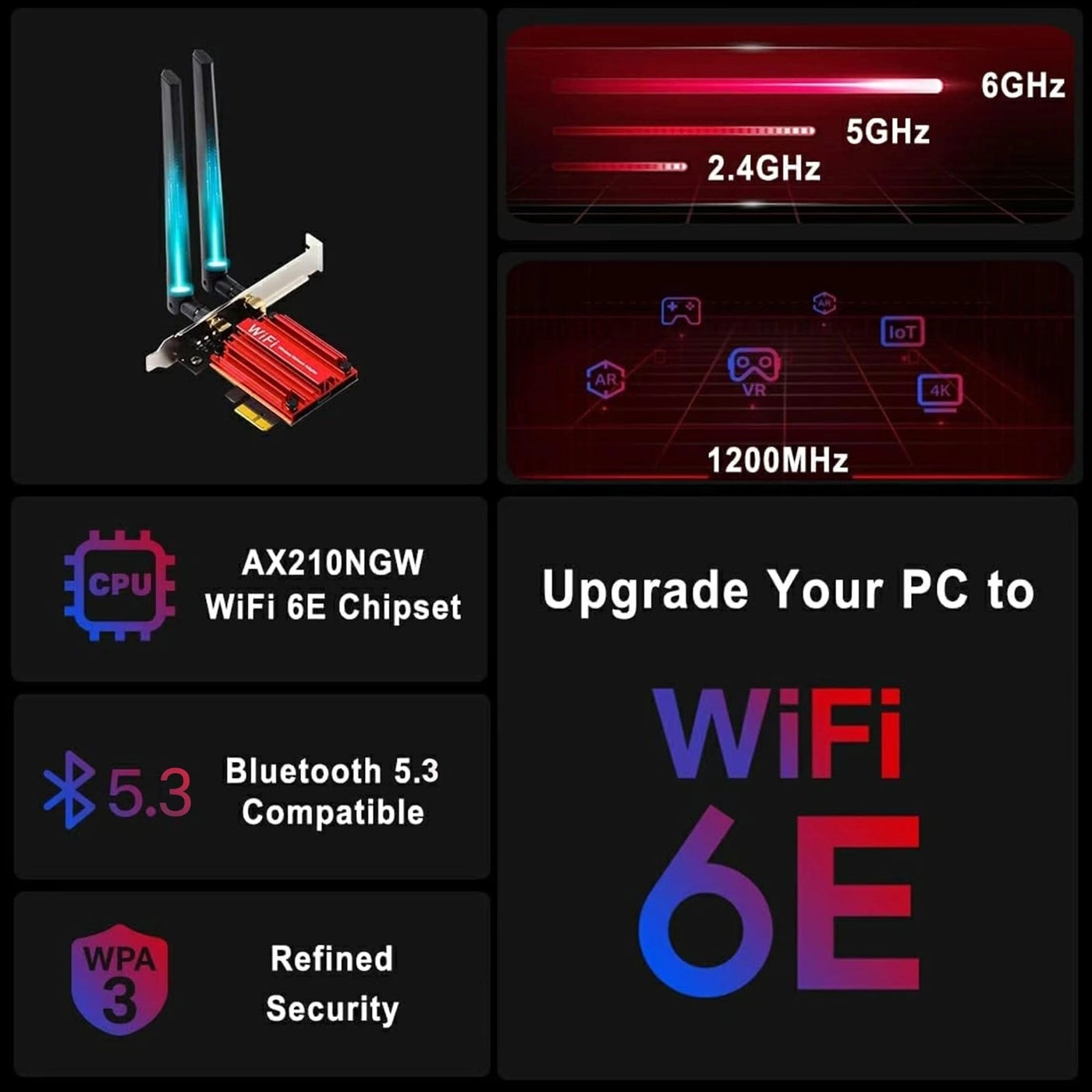 AX5400 PCIe WiFi Card - Tri Band Wireless