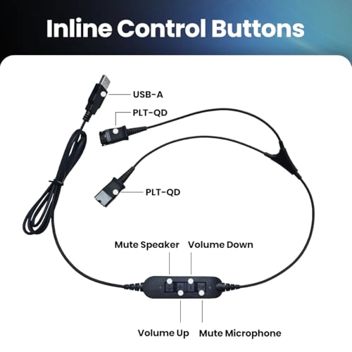 PLT-QD Pro Wired Headset + USB Y Training Cable