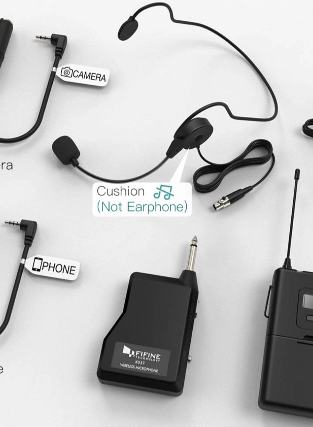 K037B - Wireless Microphone System Set Headset Black