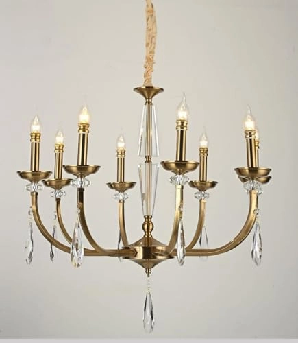 8 Light Antique Brass Italian Chandelier - 3000 Kelvin