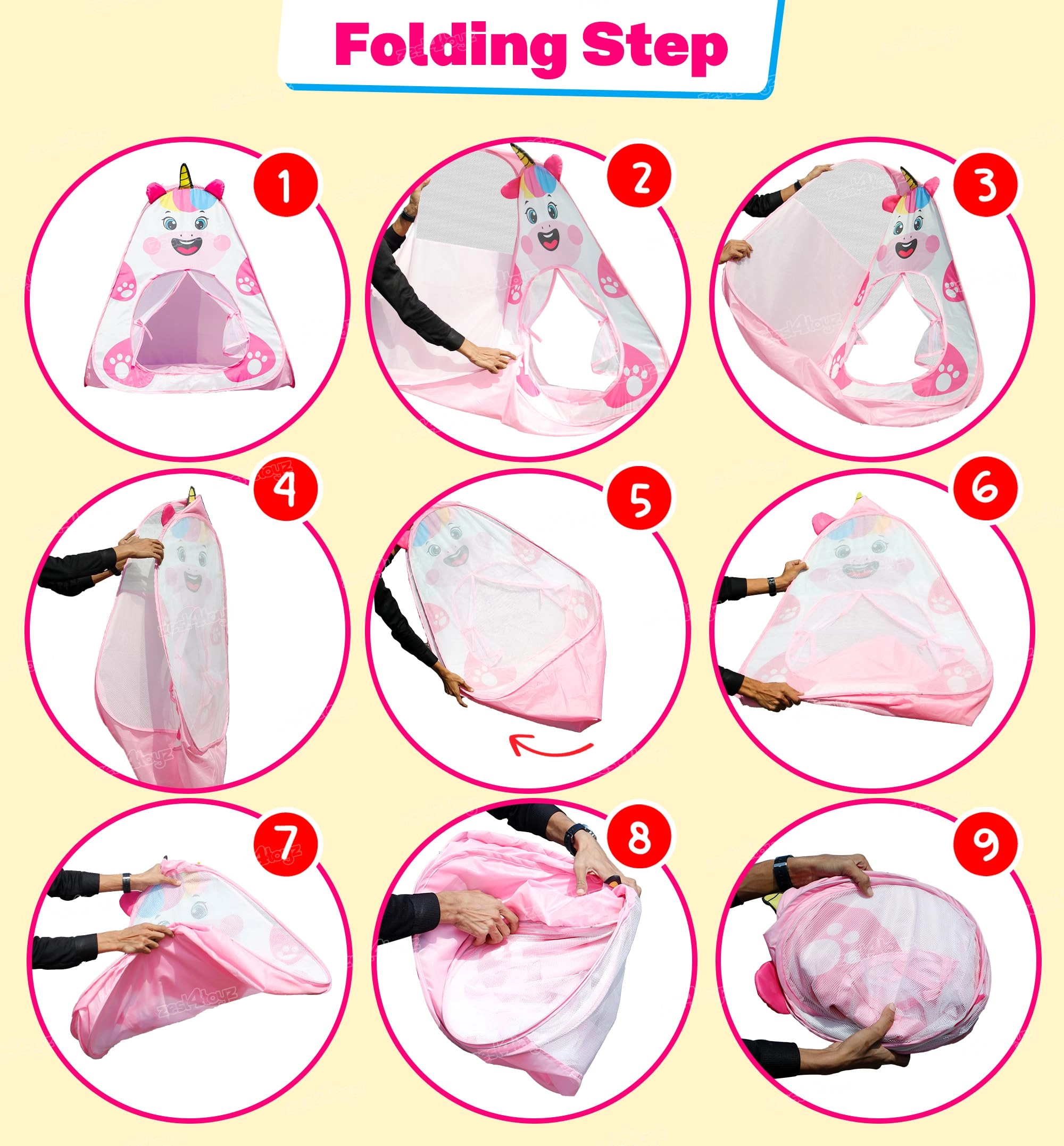 Pop Unicorn Tent - 79 cm x 79 cm x 95 cm Pink