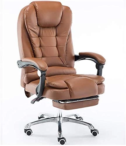 Desk Chair - PU Leather Brown High Back