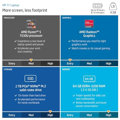 17.3 Touchscreen Laptop - 17.3'' 2 TB 64GB Ryzen 5 7530U