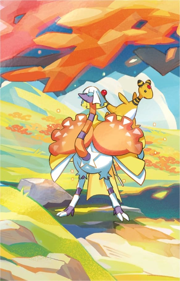 Vibrant Paldea Mini Tin - Espathra & Ampharos 2 Booster Packs 1 Sticker Sheet