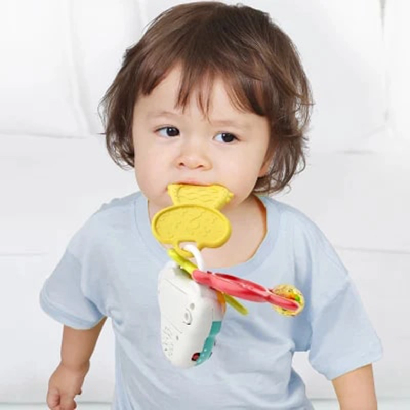 Baby Rattle Teething Car Toy - High-quality plastic with food-grade silicone.