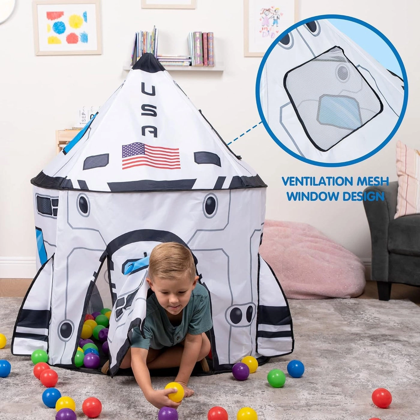 Rocket Ship Play Tent - Multi Indoor Outdoor