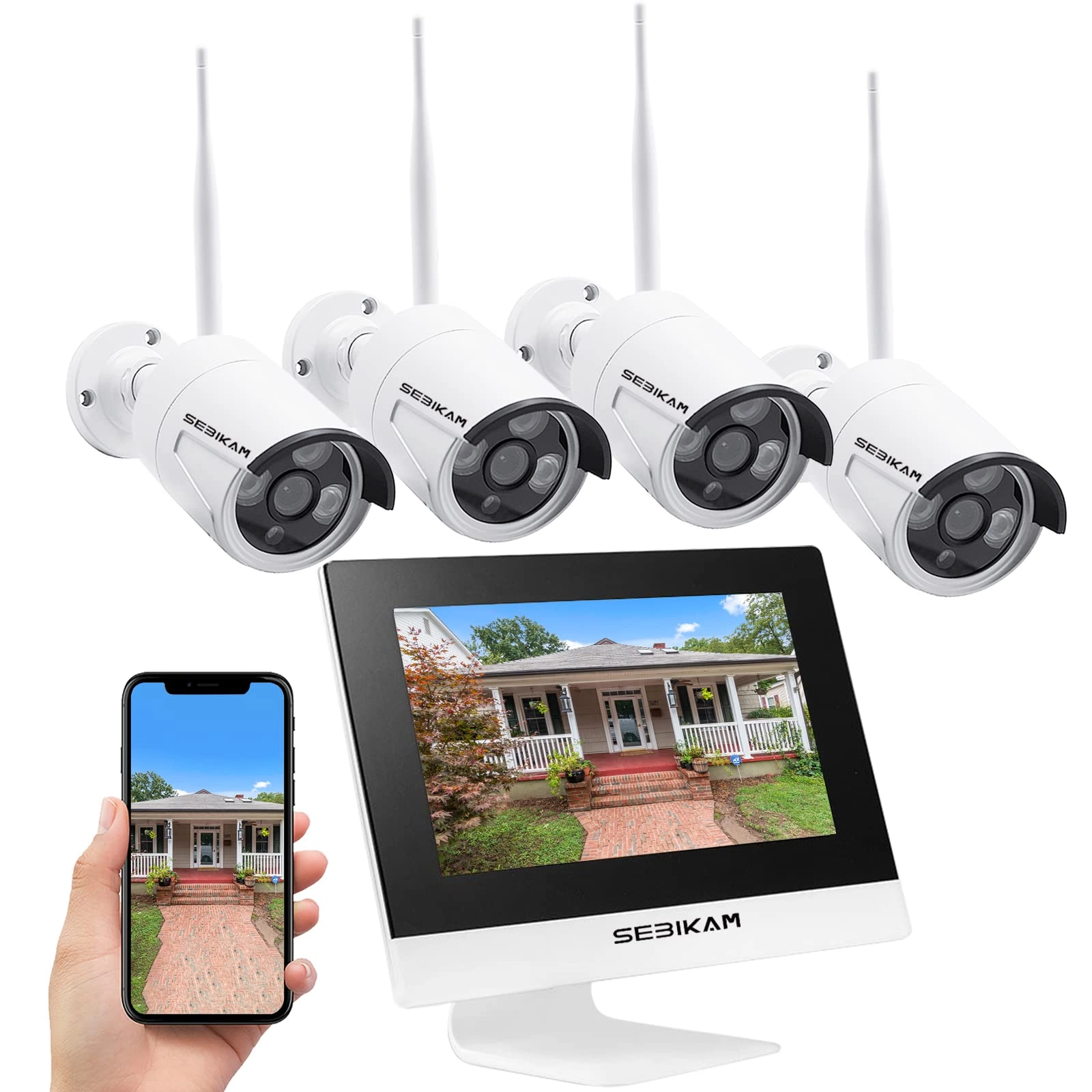 Sebikam Wireless Security Camera System - 4x 3MP 10CH 2K/3MP