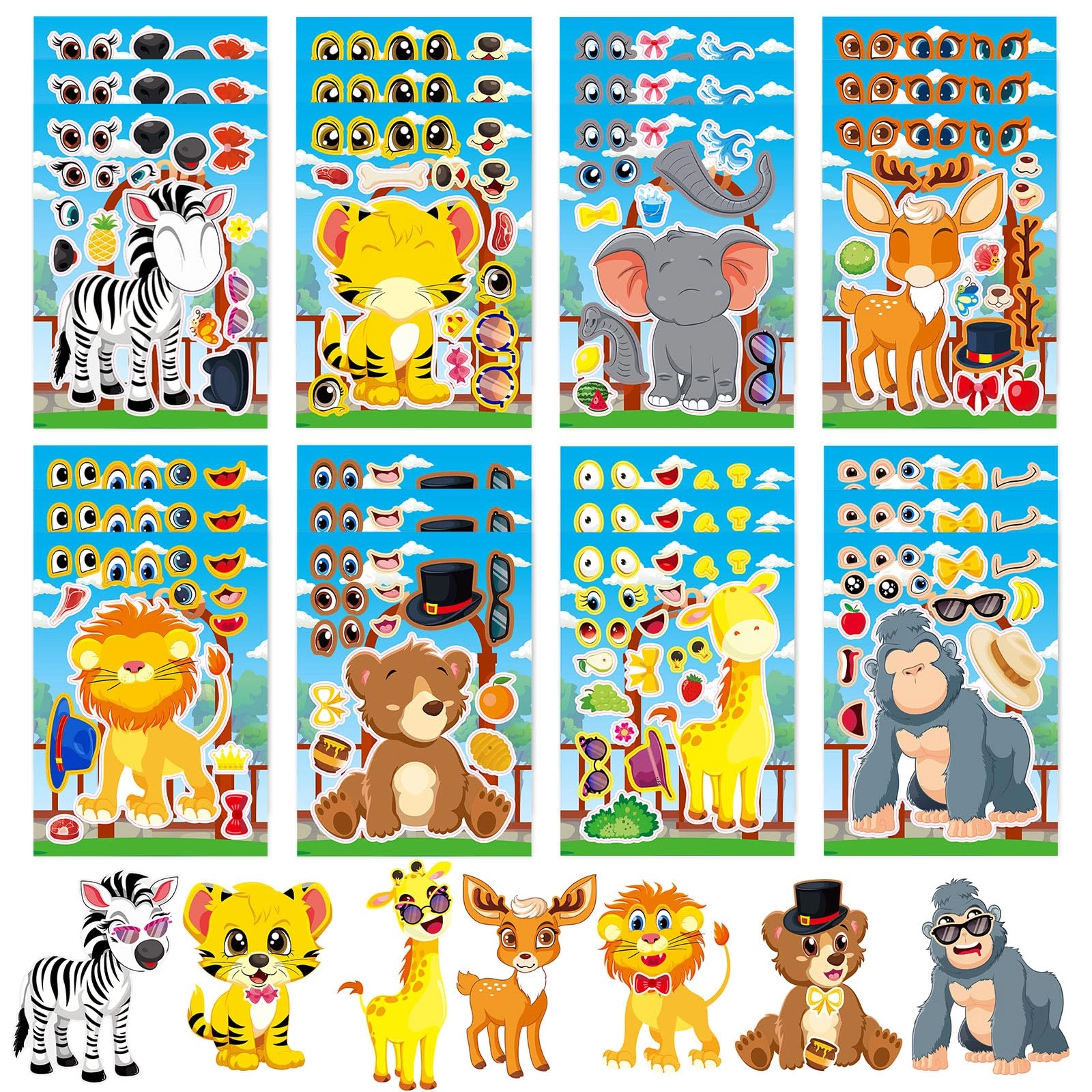 daiuni Make Your Own Animals Activity Sticker Book 24 pcs