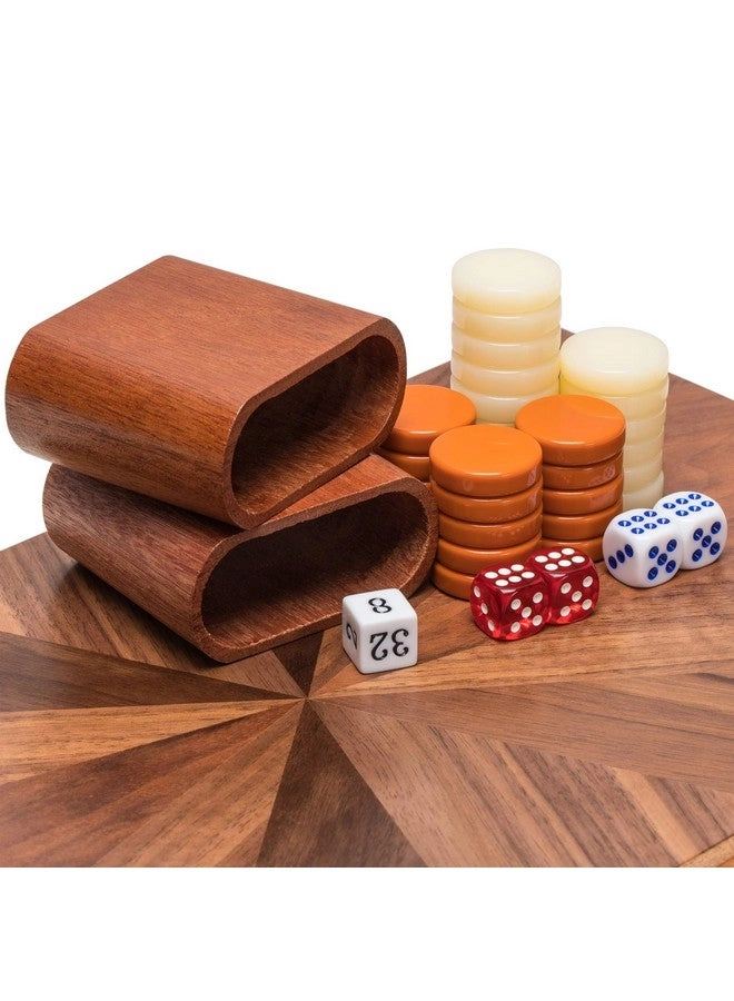 Wood Inlay Backgammon Game Set - Brown Acrylic