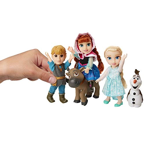 Elsa Doll - Petite 6 inches + Anna Doll + Kristoff Doll + Olaf Doll + Sven Doll Ages 3+