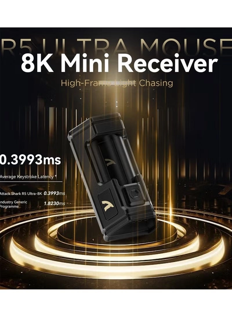 R5Ultra 8K Carbon Fiber Gaming Mouse - 2.4G Wireless Bluetooth USB