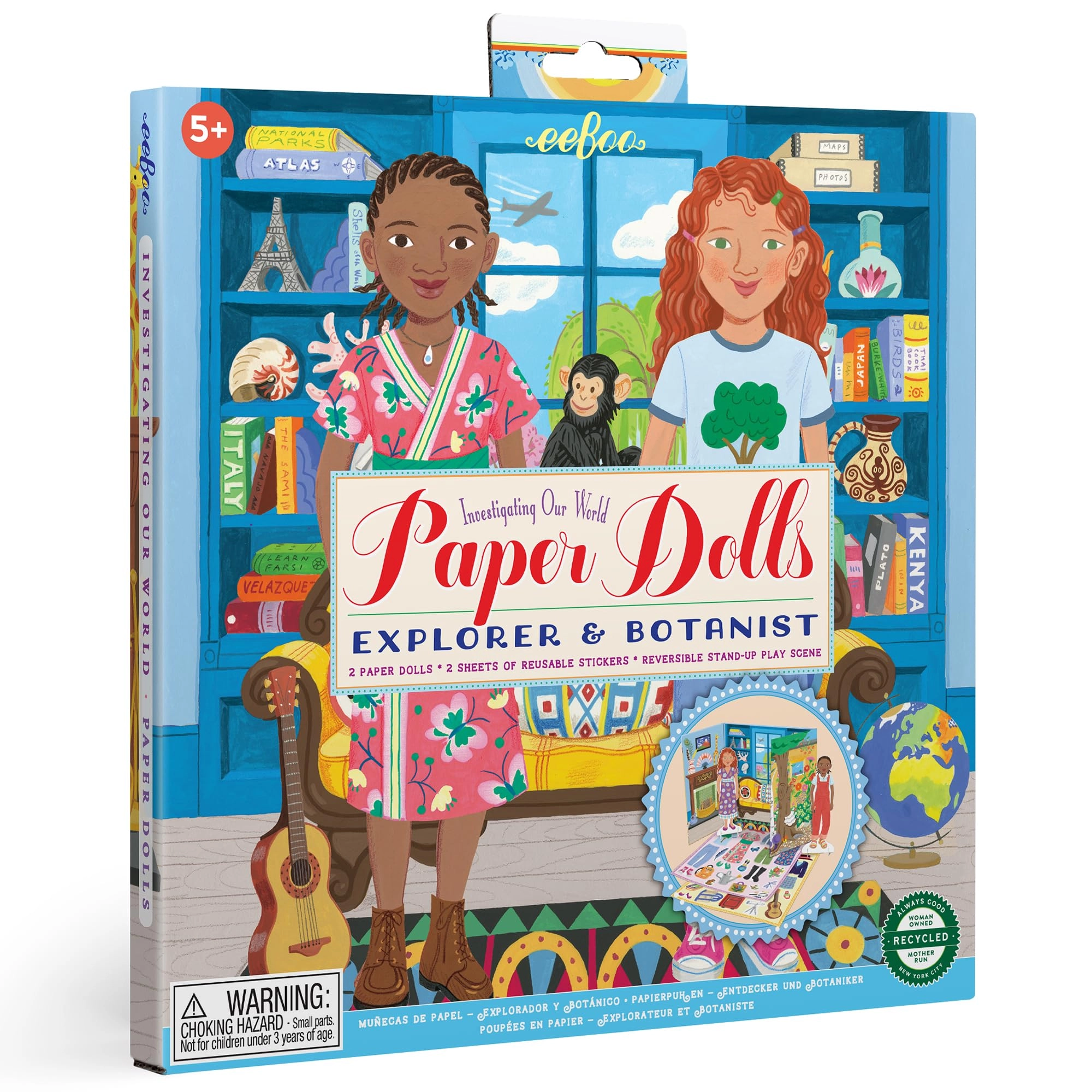 eeBoo Paper Dolls Explorer Botanist - Stand Up Scene Stickers Ages 5+
