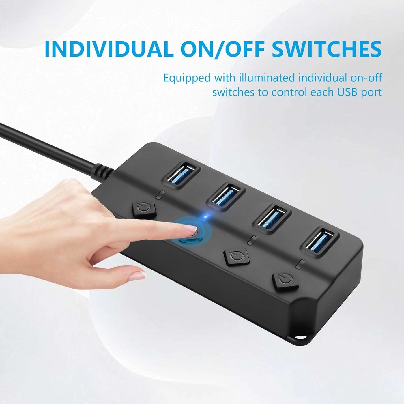 4Port USB Hub - USB2.0 Individual On/Off LED Switches