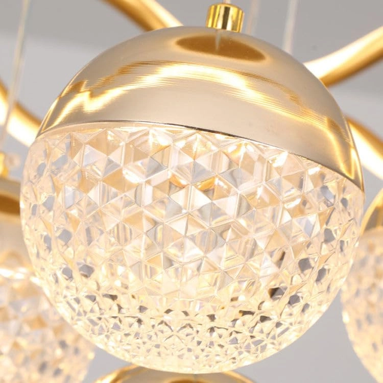 Modern Gold LED Chandelier - 3-Color Dimmable