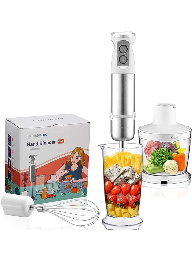 Inkbird Hand Blender - 4-In-1 (Chopper & Whisk) 6-Speed BPA-Free Attachments