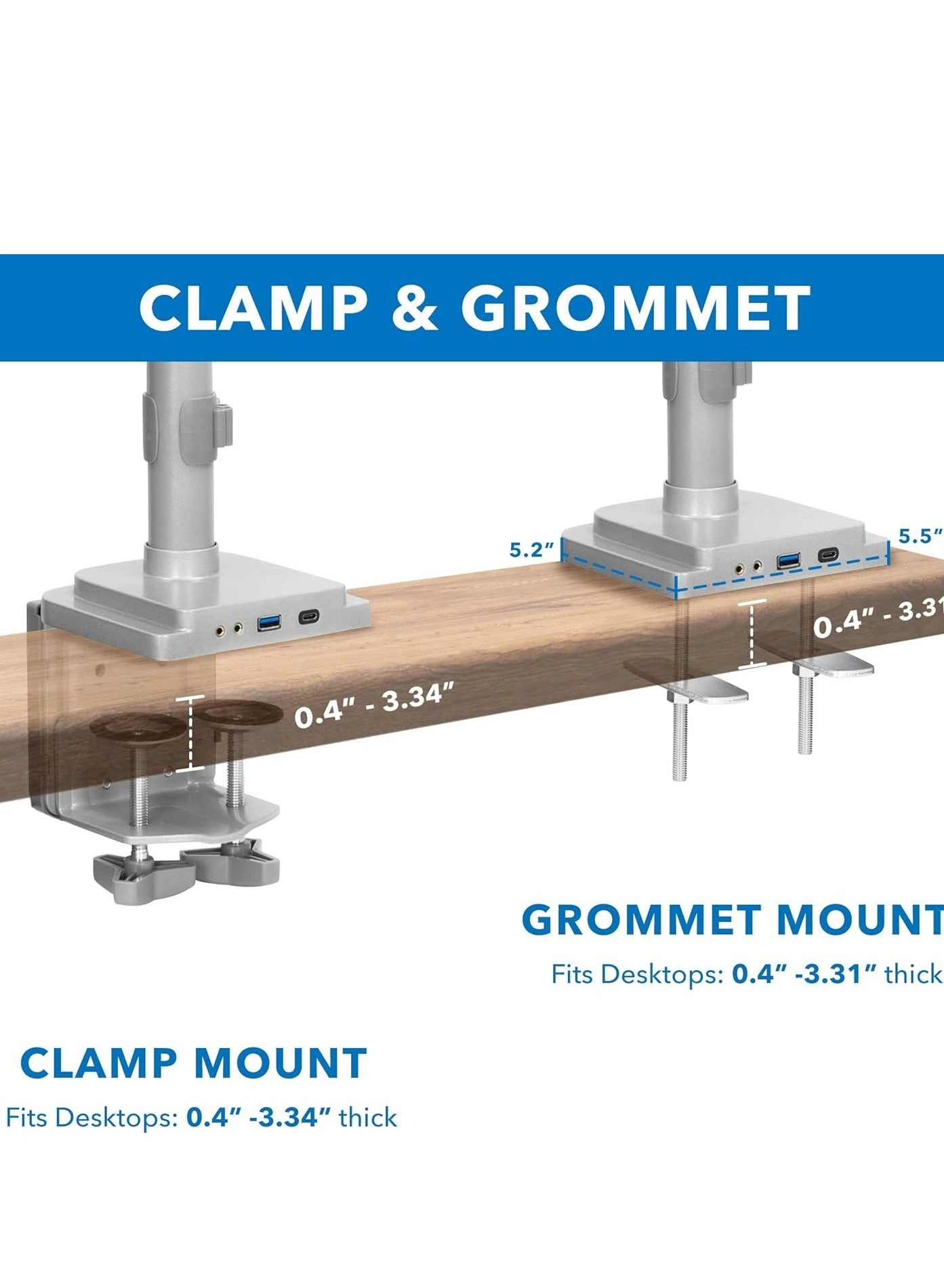 Triple Monitor Desk Mount - 3 32 Inches 75x75mm 100x100mm