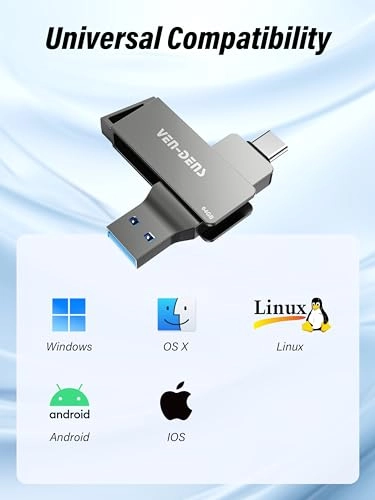 2-in-1 USB 3.2 Flash Drive - USB 3.2 Gen 2 Type-C & USB-A 64GB