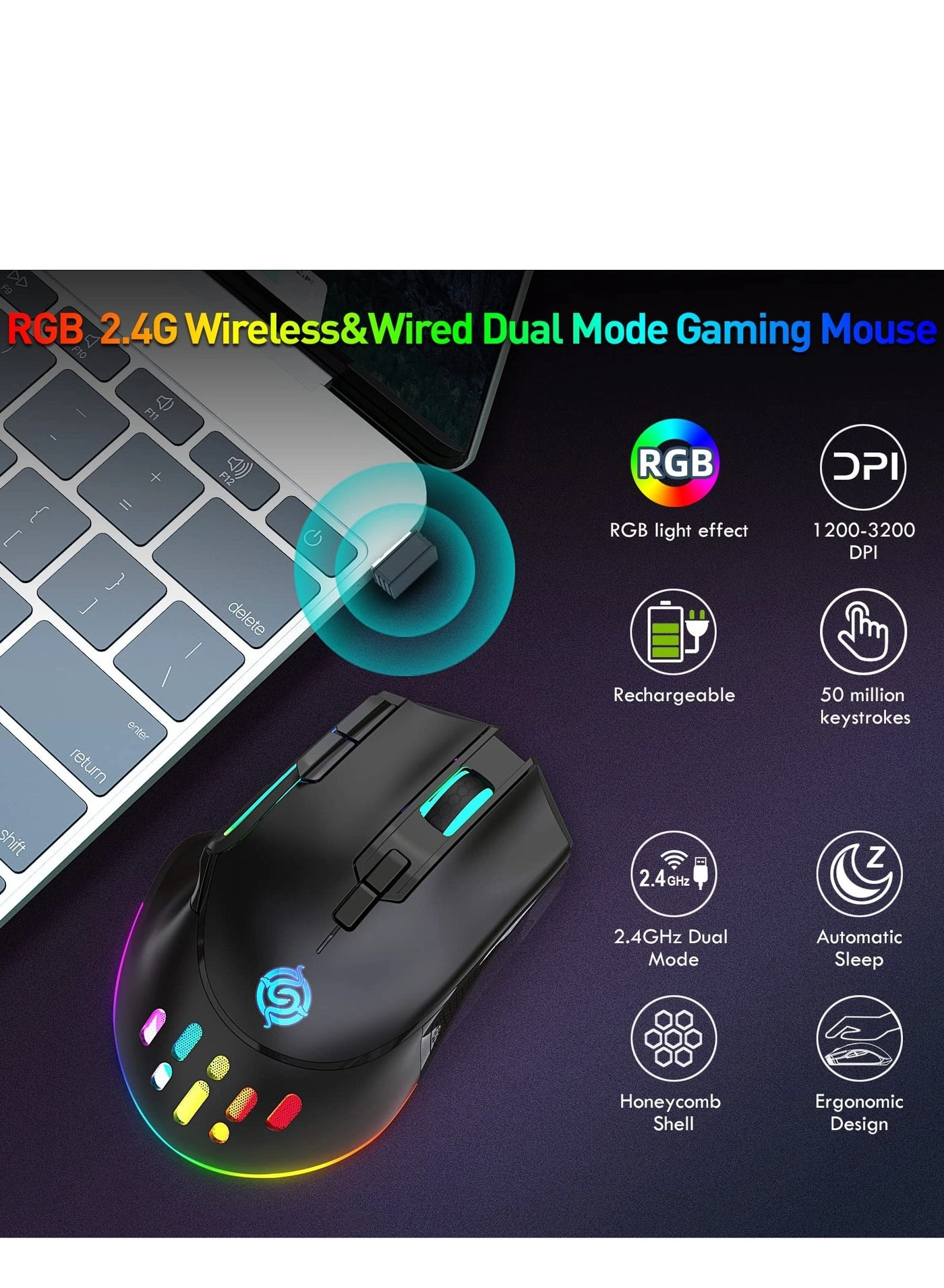 Wireless Gaming Mouse - Bluetooth 2.4G