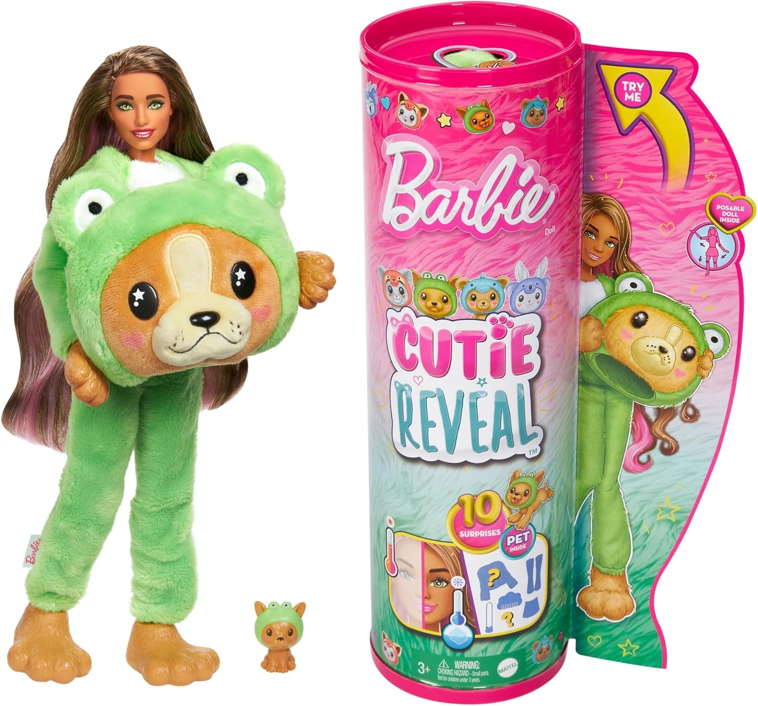 Barbie Cutie Reveal - 10 Surprises Puppy as Frog Ages 36+
