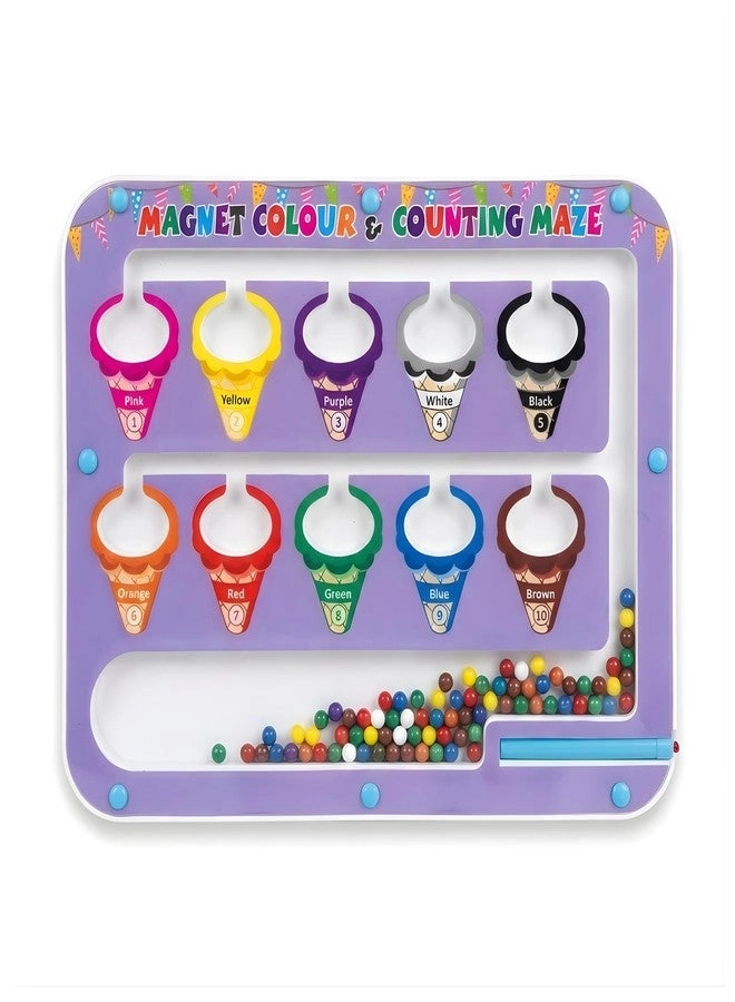 JOUET Montessori Wooden Magnetic Ice Cream Color & Counting Maze Board - 3 years+