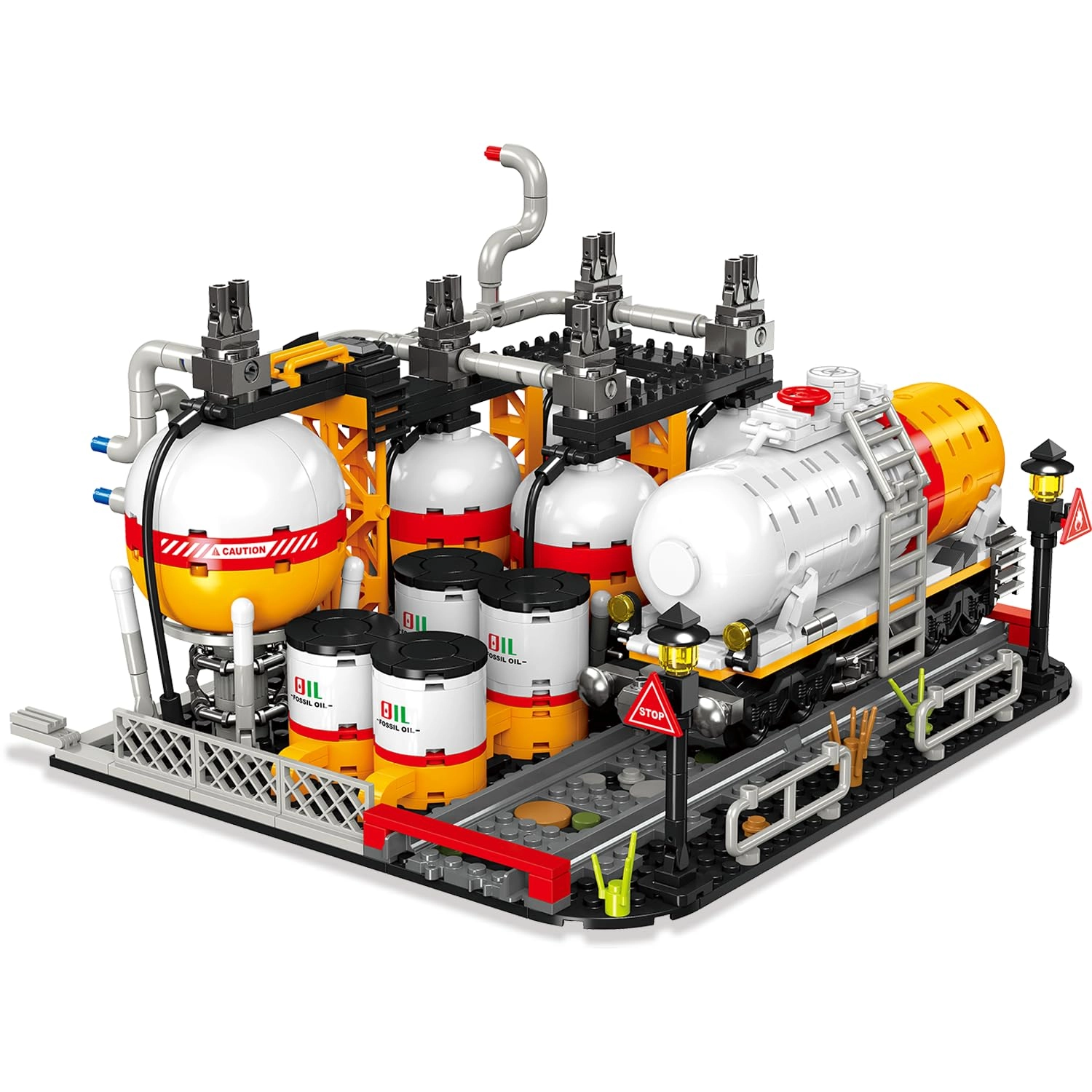 GUANGDONG JIEXING TOYS INDUSTRY CO., LTD Modular Gas Station & Chemical Plant Building Set (JJ9223) - Industrial Storage Tank Display Model Kit
