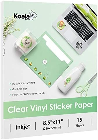 KOALA PAPER 95% Clear Sticker - 15 Sheets 8. 5x11 Inch