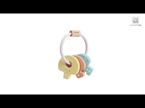 Key Rattle - 3 Months Wooden Pastel Color Collection