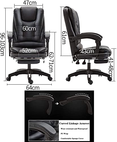 Desk Chair - PU Leather Brown High Back