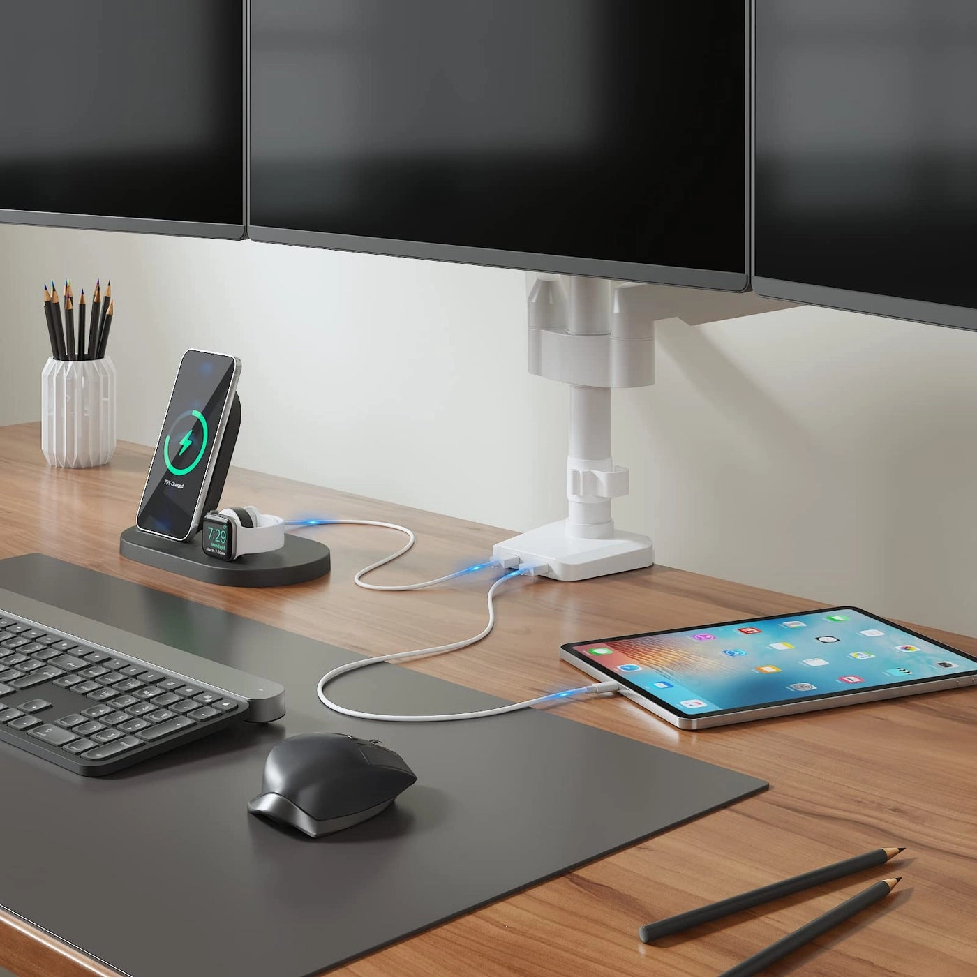 Triple LCD Monitor Desk Mount - 27 inch