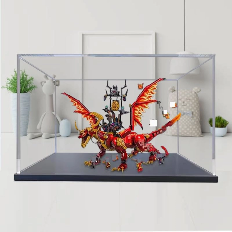 Clear Acrylic Display Case - 31.49x27.55x16.92in. Black Bottom