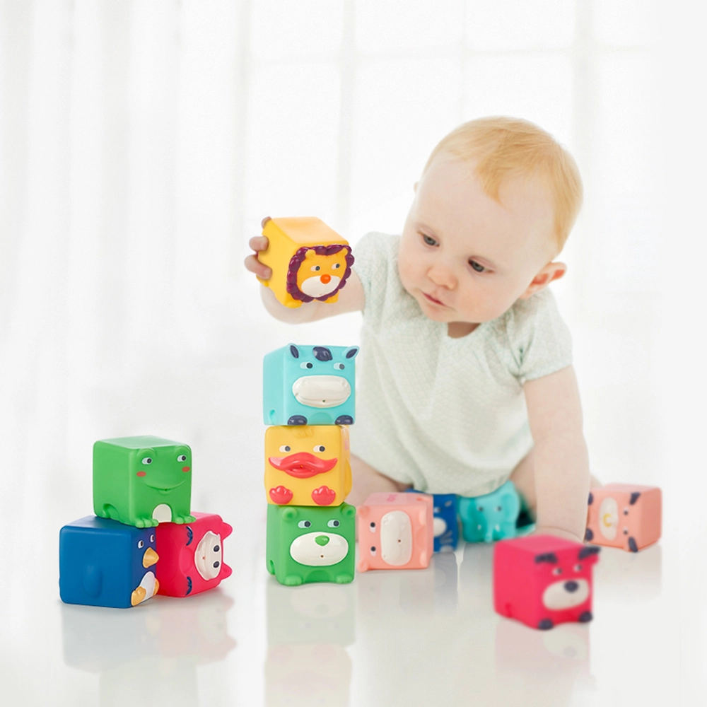 Animal Squeeze & Stack Blocks - Suitable for 3 to 12 months 6 Pcs