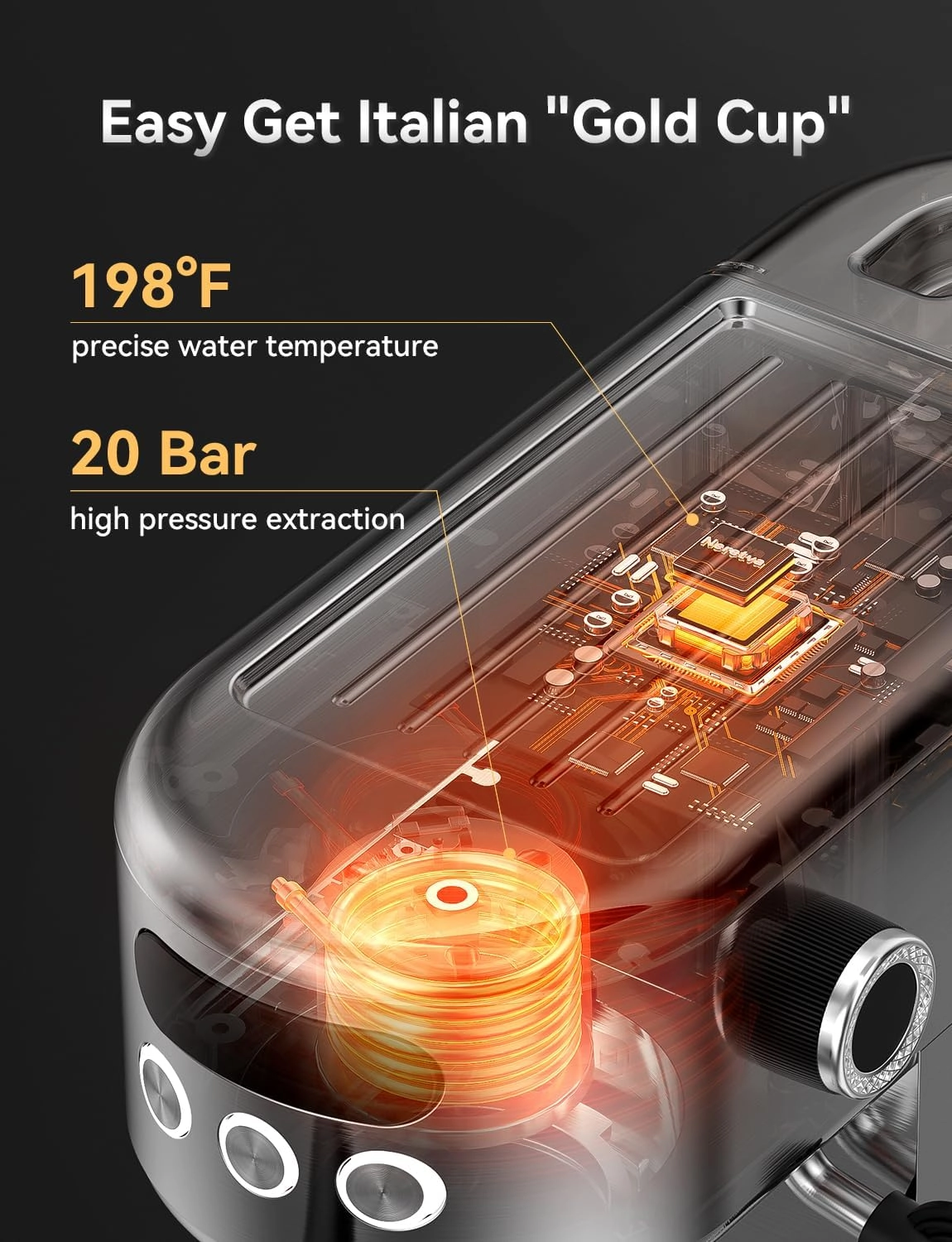 20 Bar Super Compact - Preinfusion Steam Wand