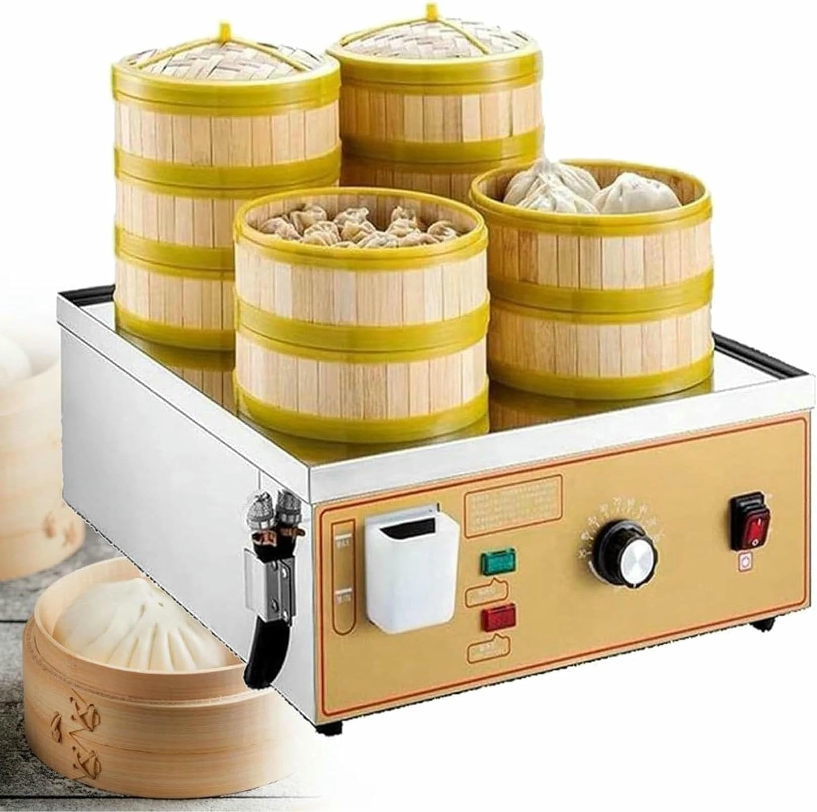 KujTgf 4-Hole Electric Food Steamer - Commercial Stainless Steel