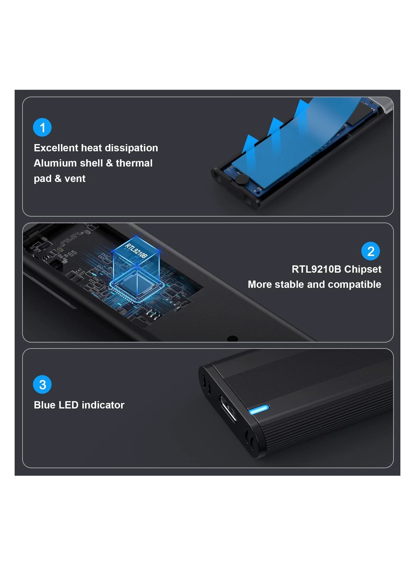 Dual Protocol M.2 SSD Case