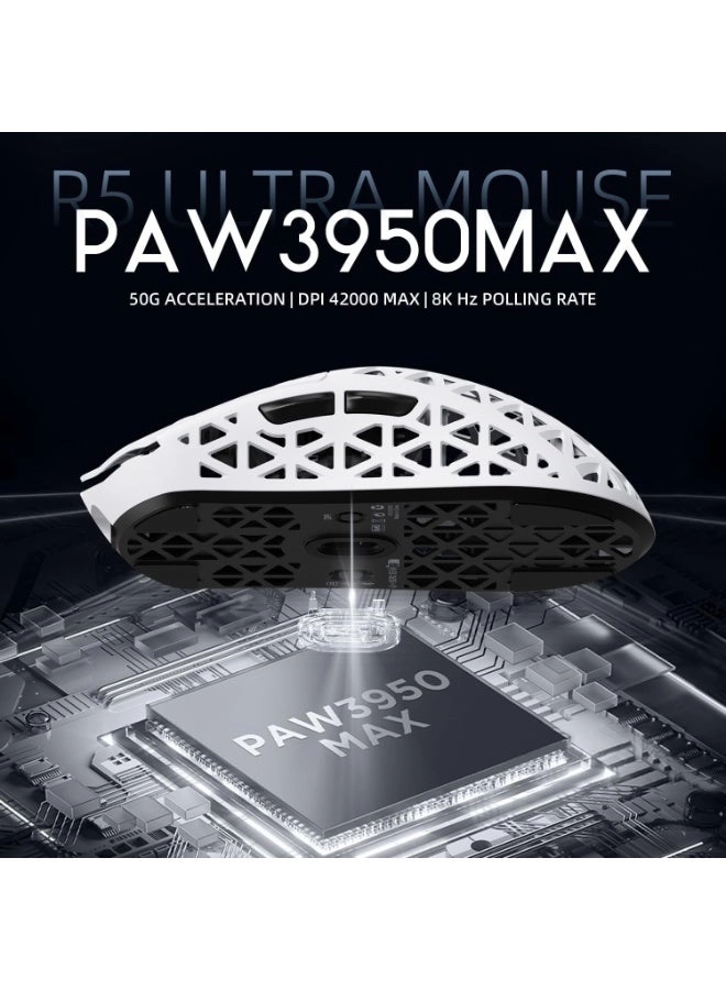 R5Ultra 8K Carbon Fiber Gaming Mouse - 2.4G Wireless Bluetooth USB
