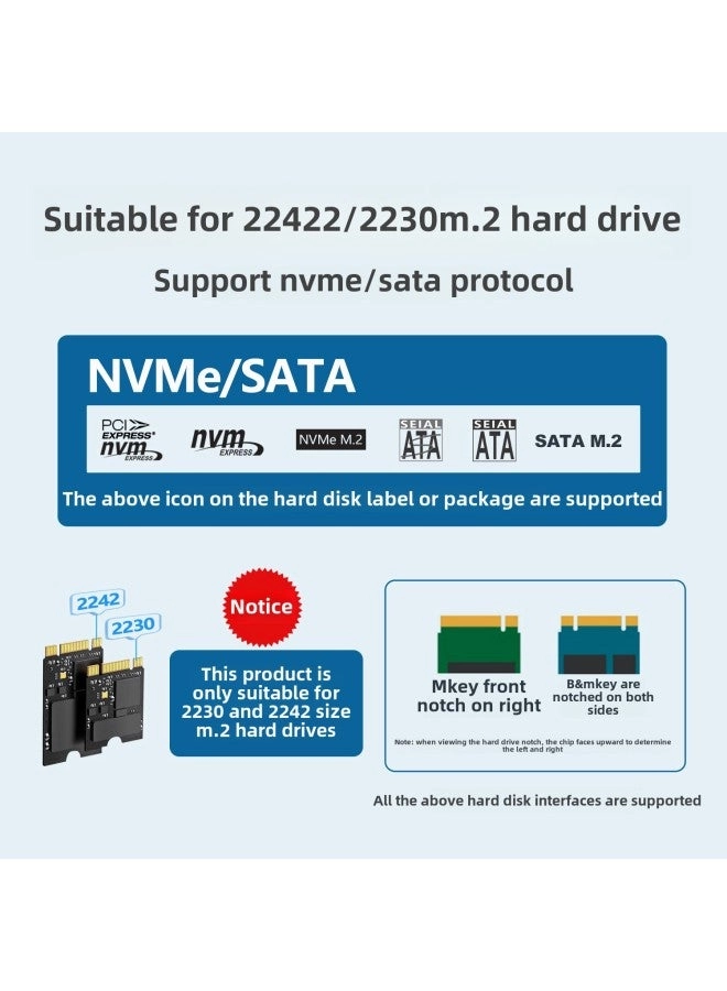 M.2 SSD Enclosure - NVMe SATA Dual Protocol 10Gbps USB-C/A