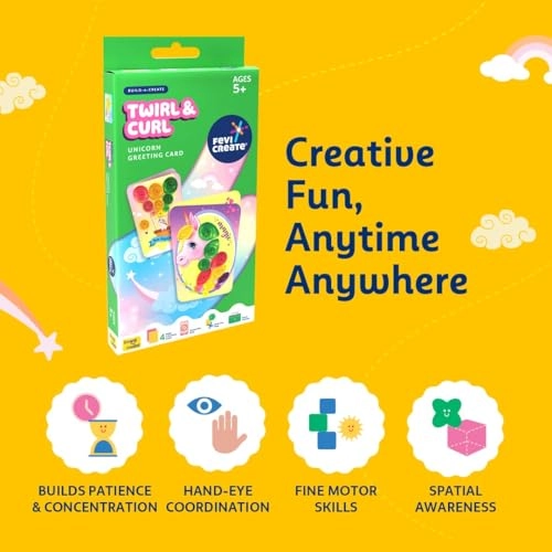 Build-n-Create Twirl & Curl Unicorn Greeting Card Kit - 5+ years 4 Greeting Cards